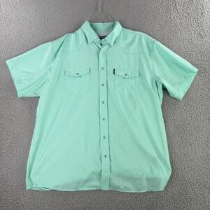 Hooey Habitat Shirt Mens XL Mint Green Short Sleeve Western Pearl Snap Ripstop